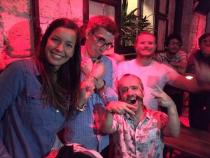 What does the dwarf wear, the dwarf joke, and the handcuffs for his bachelor party in Budapest with Budapest's Epic Bachelor Party Experience?